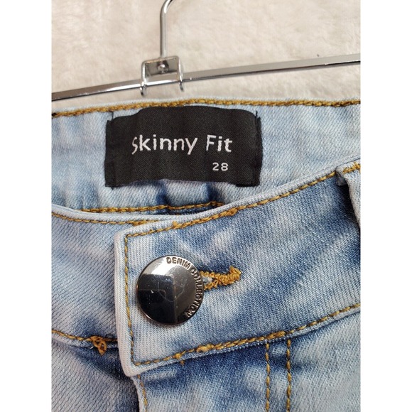 Womens Jeans Size 28 Blue Denim Cotton Light Wash Pockets Flat Front‎ Skinny Fit - Picture 5 of 8